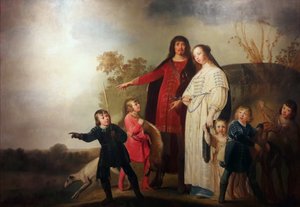 Familjeporträtt i ett landskap
